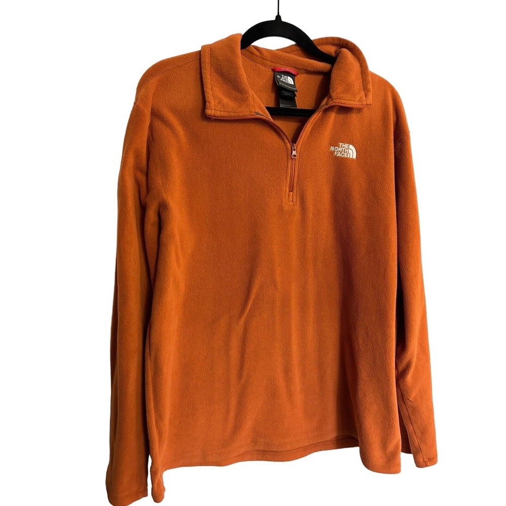 The‎ North Face Sweater Men's Large Orange Micro Fleece 1/4 Zip Polartec Hiking